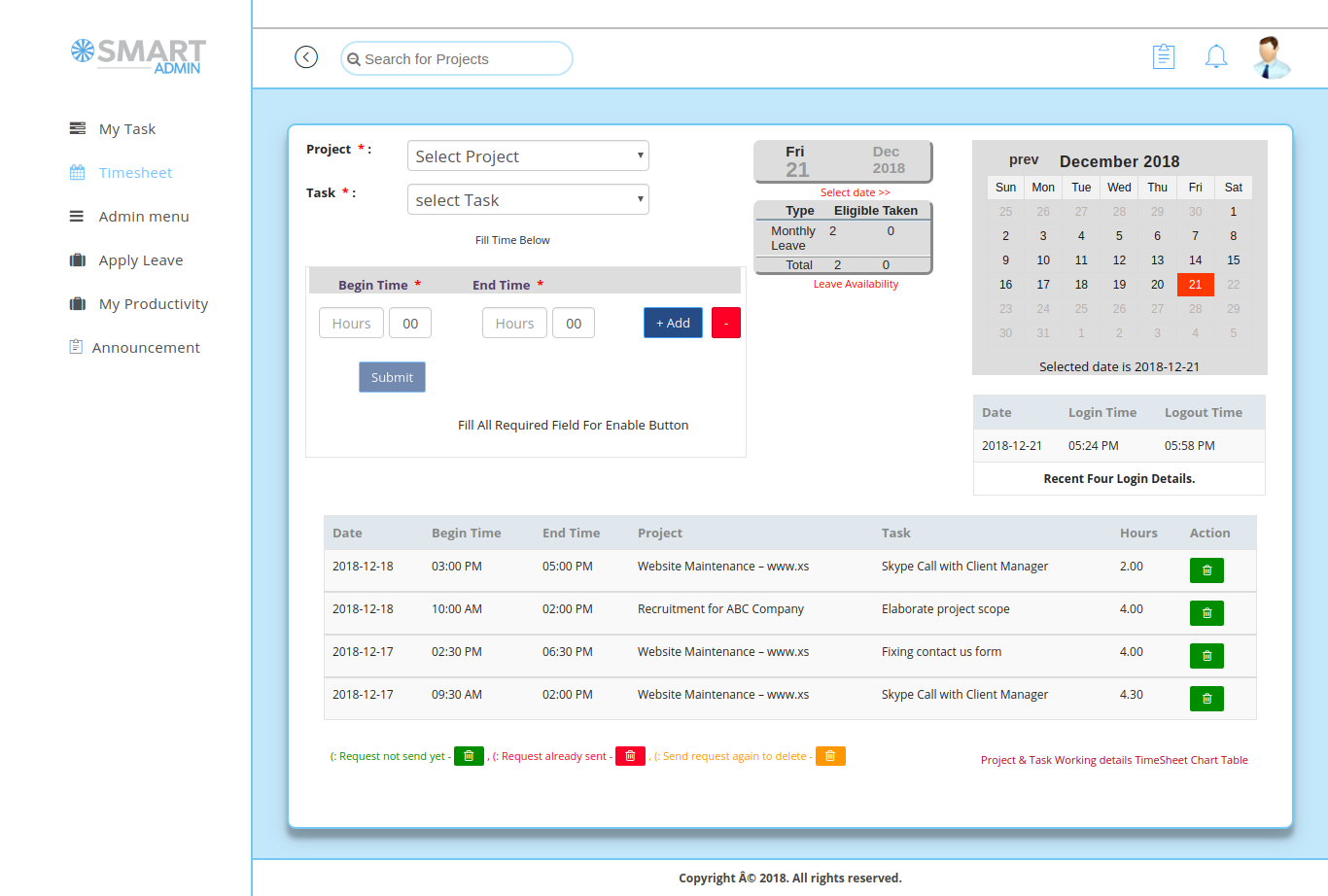 Timesheet Software Attendance Management System Smartadmin